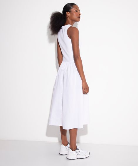 vestido de algodão com saia volumosa mindset branco