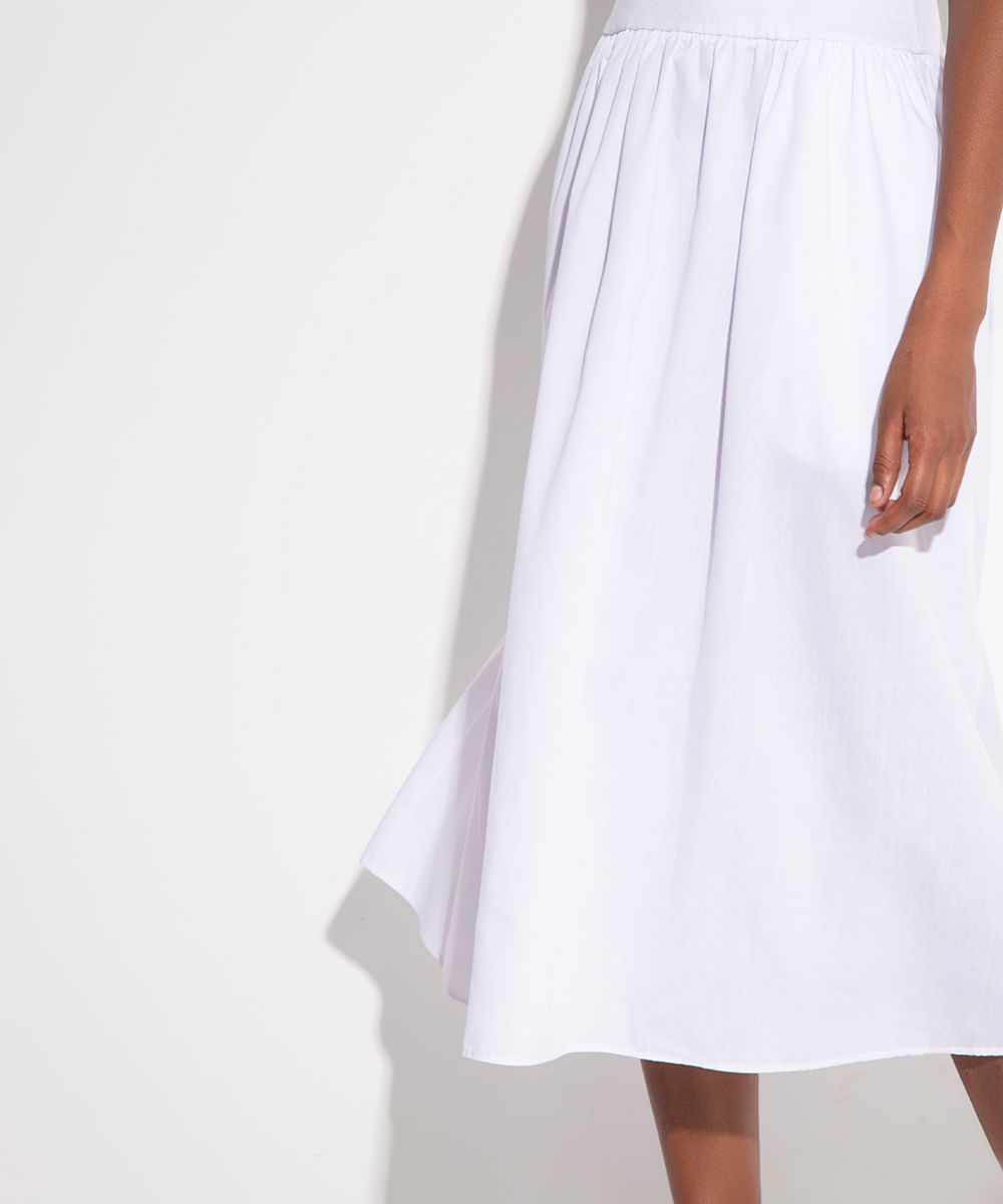 vestido de algodão com saia volumosa mindset branco