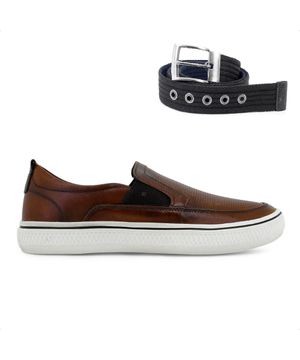 Sapatênis Democrata Denim Fender Masculino + Cinto Dupla Face Fivela Masculino