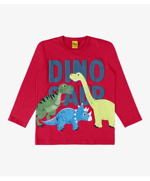 Camiseta Infantil Manga Longa Dino Rovi Kids Vermelho