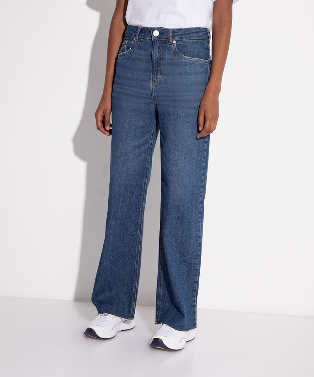 calça jeans new york cintura alta mindset azul