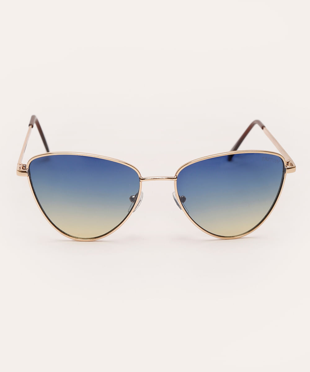 óculos de sol gatinho triton dourado