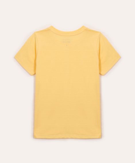 camiseta infantil texturizada com bolso amarelo