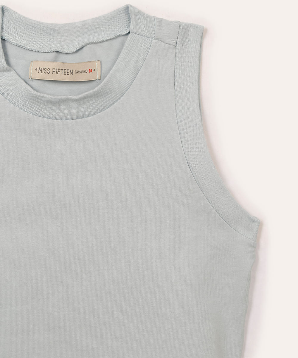 cropped de algodão juvenil alça média azul