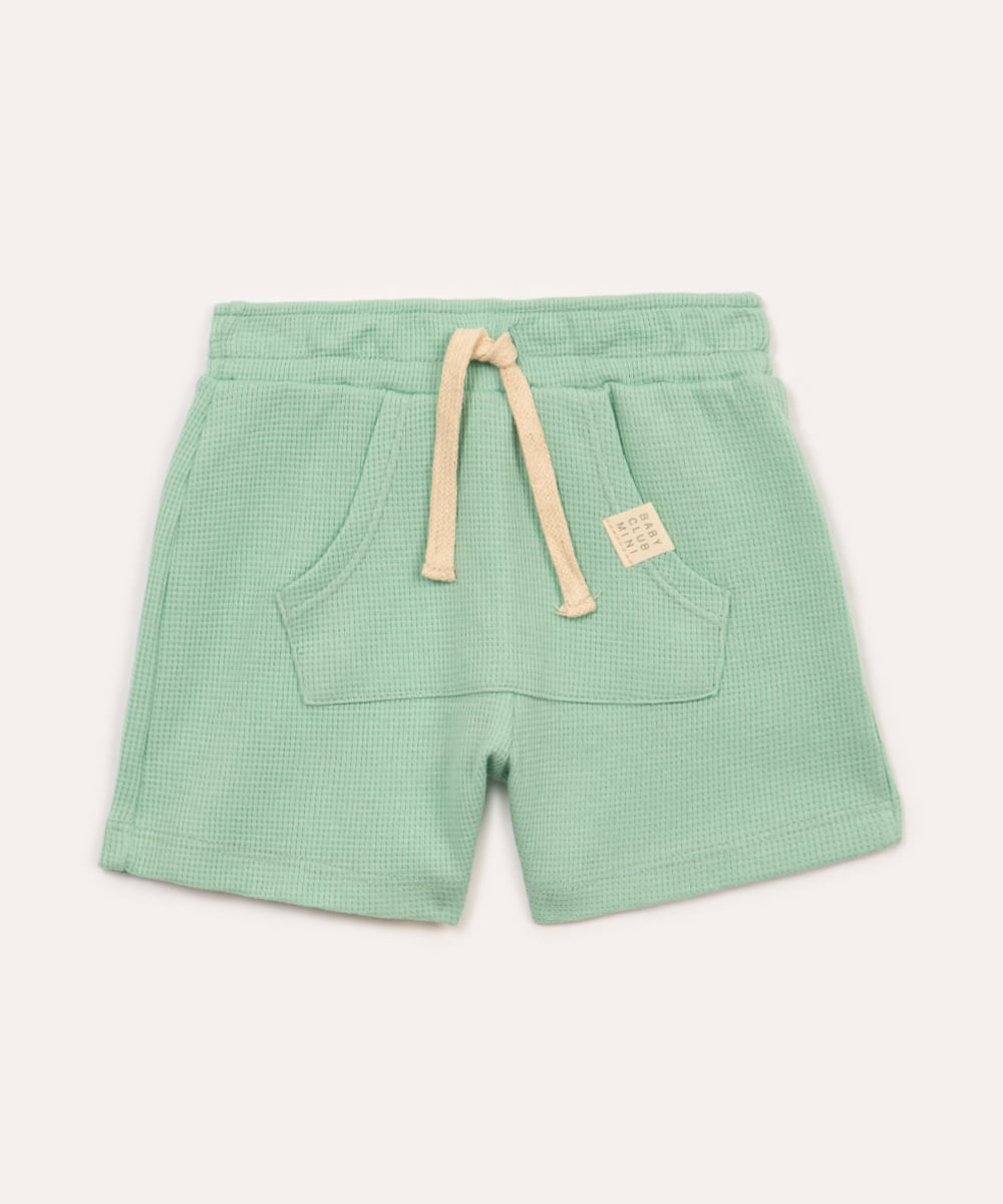 short infantil texturizado verde