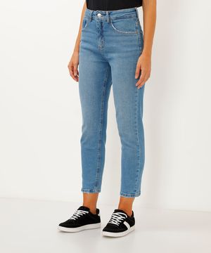 calça jeans mom comfort cintura super alta azul