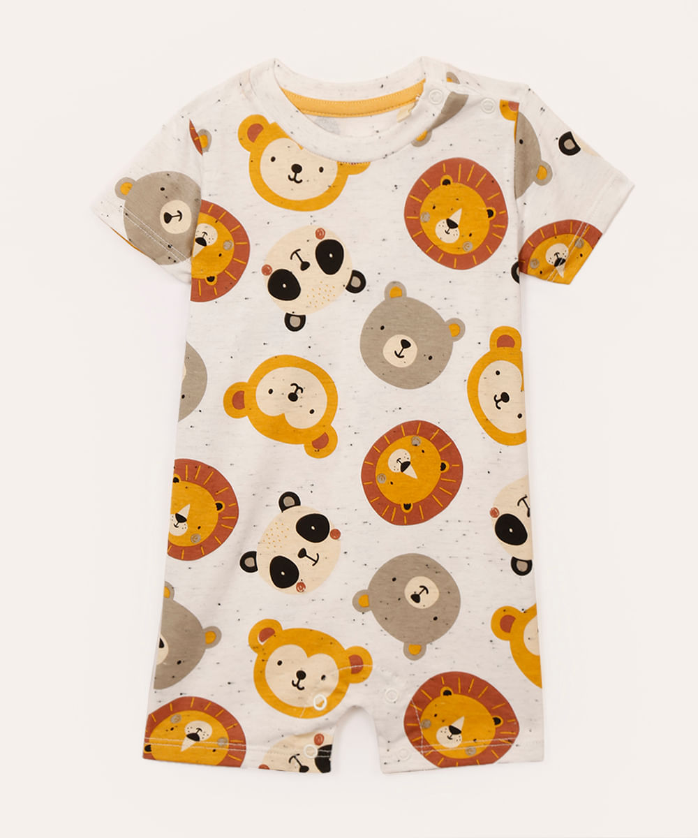macacão de algodão infantil bichos cinza
