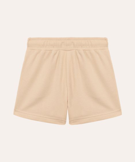 short de moletom infantil com nervura bege