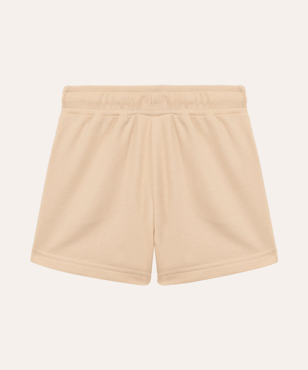 short de moletom infantil com nervura bege