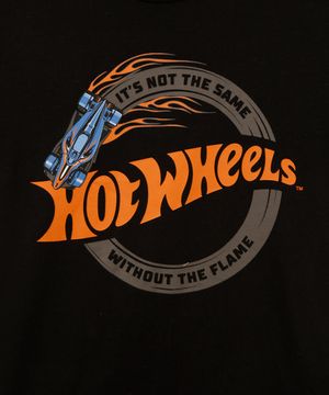 camiseta de algodão infantil hot wheels manga curta preto