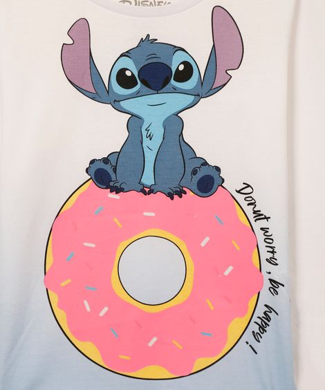 camiseta de algodão manga longa stitch off white