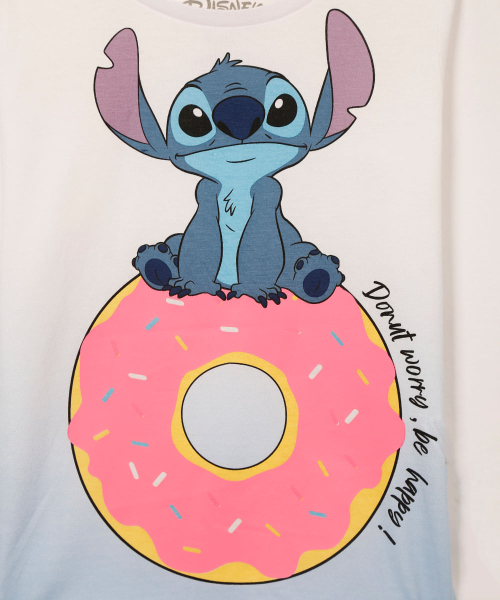 camiseta de algodão manga longa stitch off white