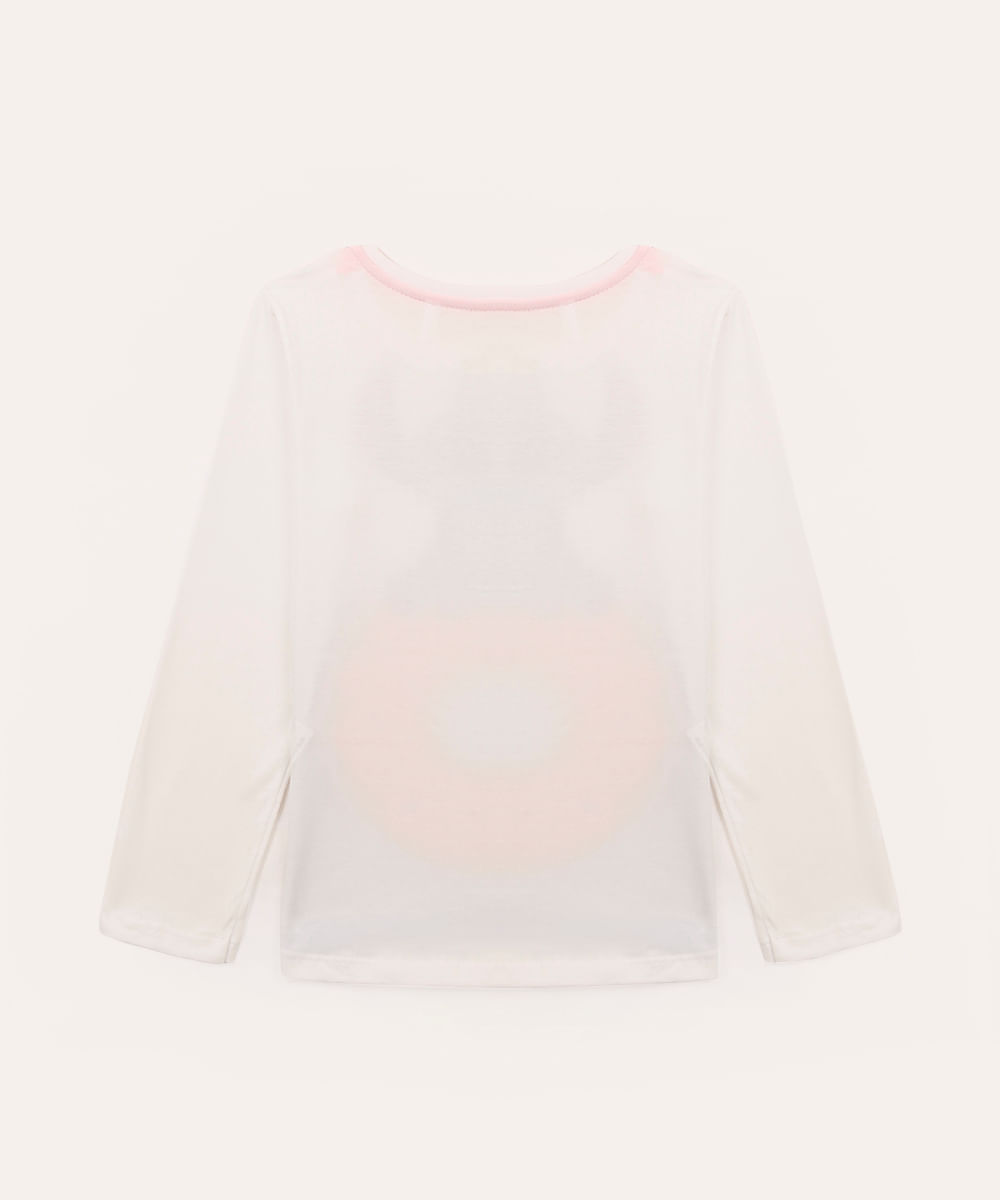 camiseta de algodão manga longa stitch off white