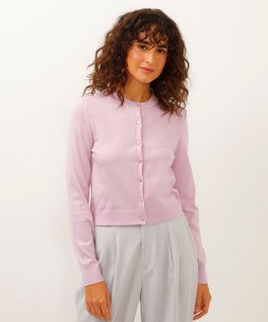 cardigan de tricot canelado lilás