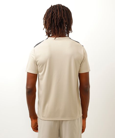 camiseta esportiva com recorte manga curta bege