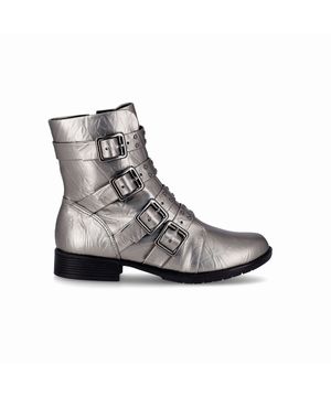 Bota Leci Cano Curto Salto Baixo Pewter