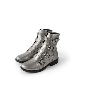 Bota Leci Cano Curto Salto Baixo Pewter