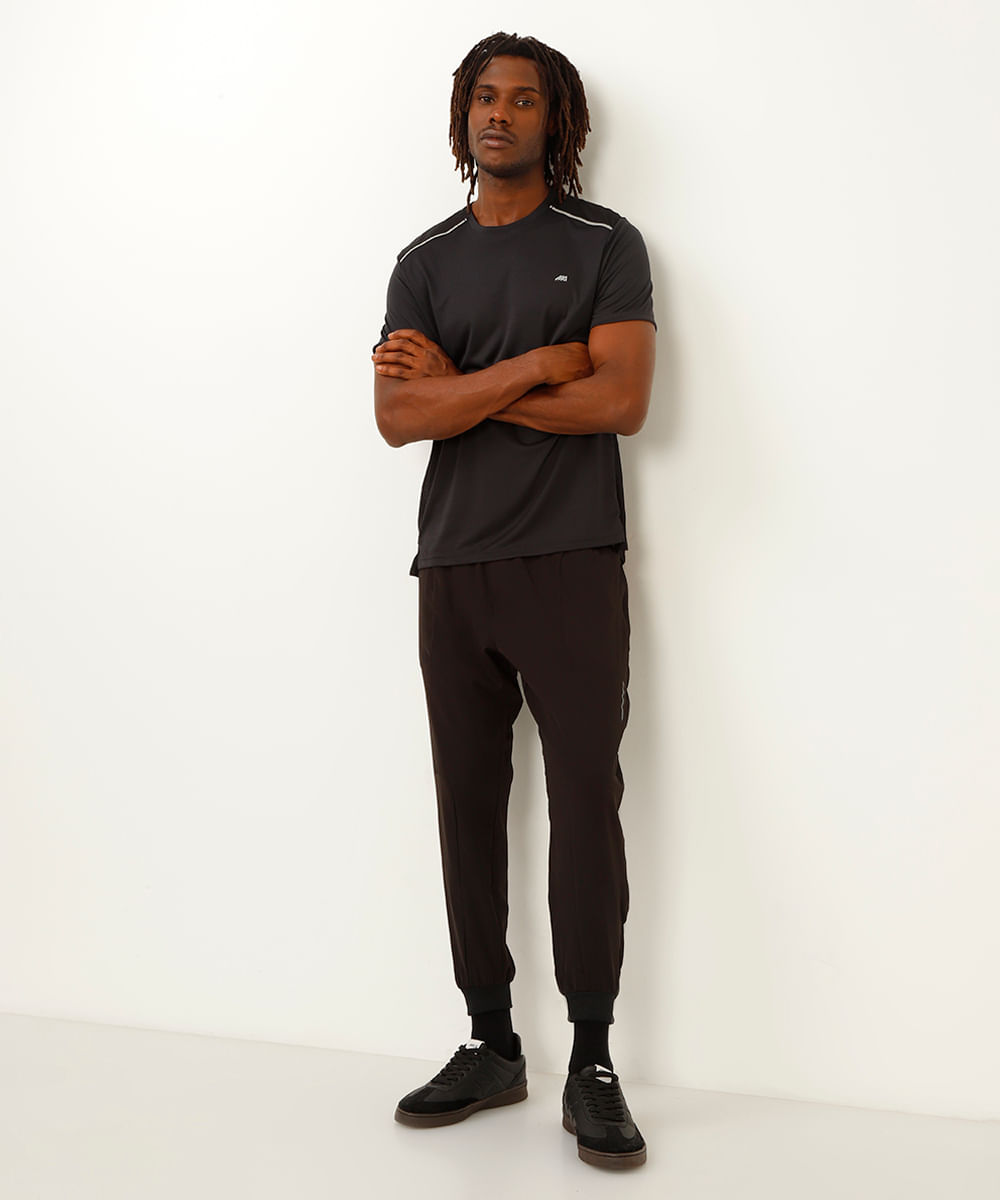 calça jogger com recortes esportiva preto
