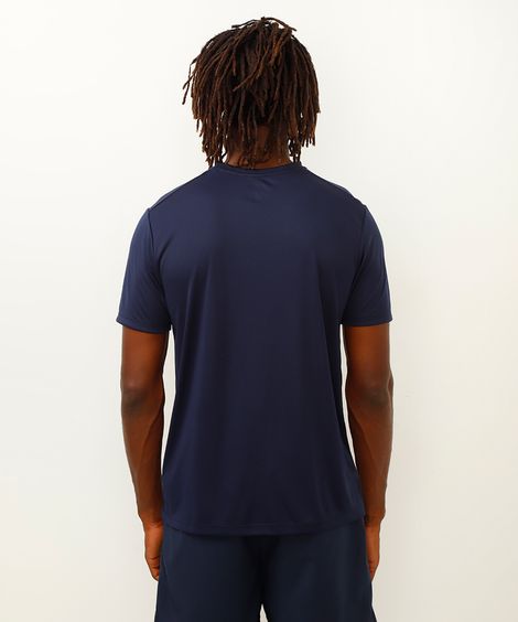camiseta esportiva manga curta azul marinho