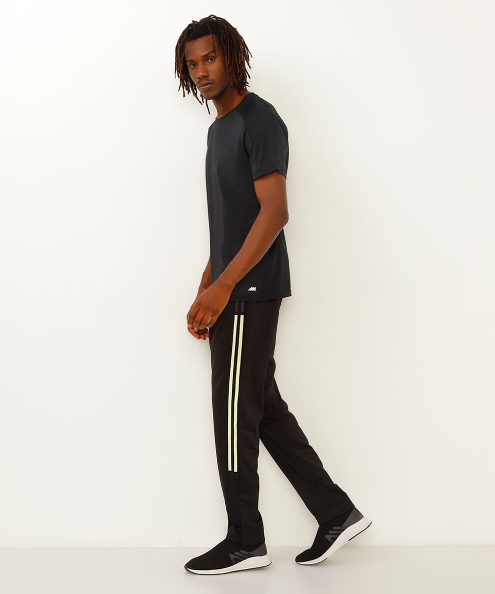 calça com detalhes laterais esportiva preto