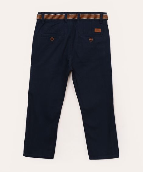 calça de sarja infantil com cinto azul