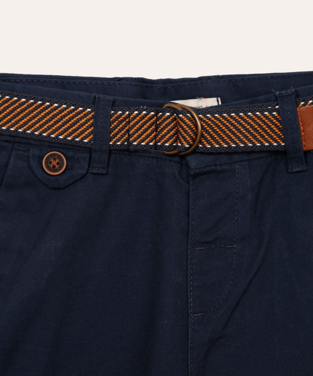 calça de sarja infantil com cinto azul
