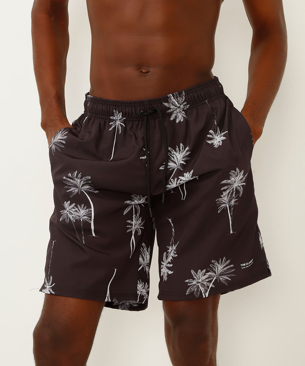 short cós elástico coqueiros preto