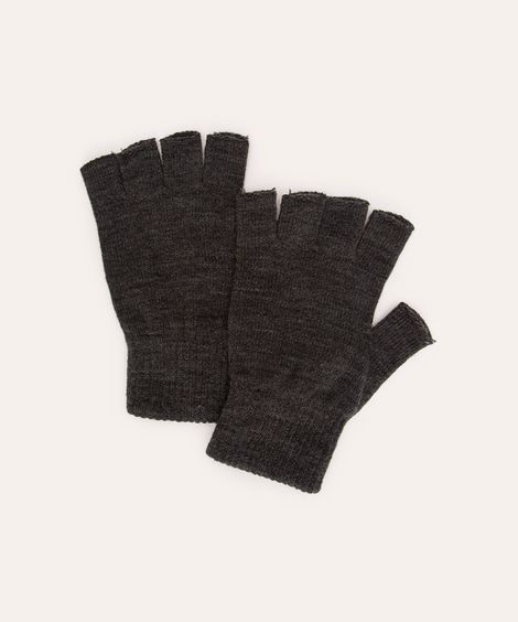 luva básica de tricot meio dedo cinza