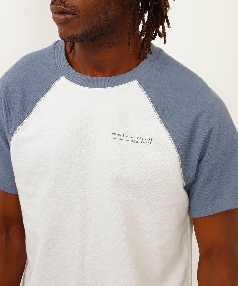 camiseta de algodão venice raglan azul