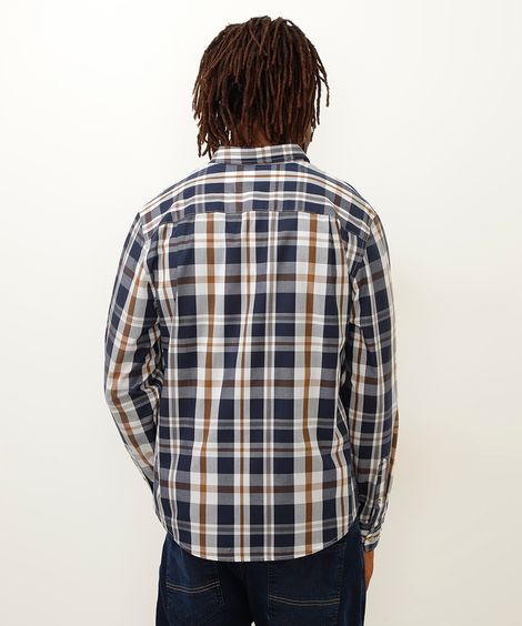 camisa comfort xadrez branco