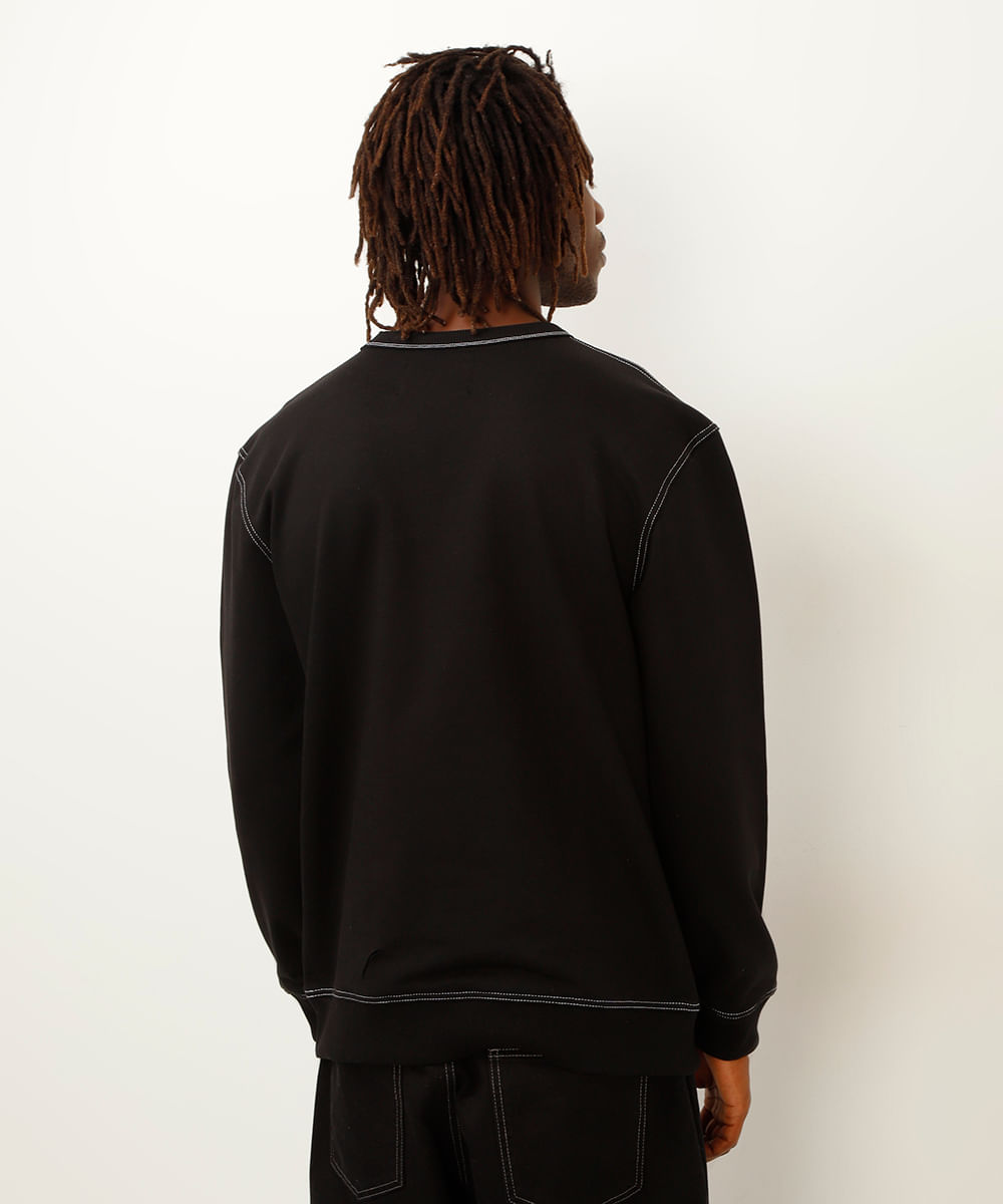 blusão de moletom lifestyle preto