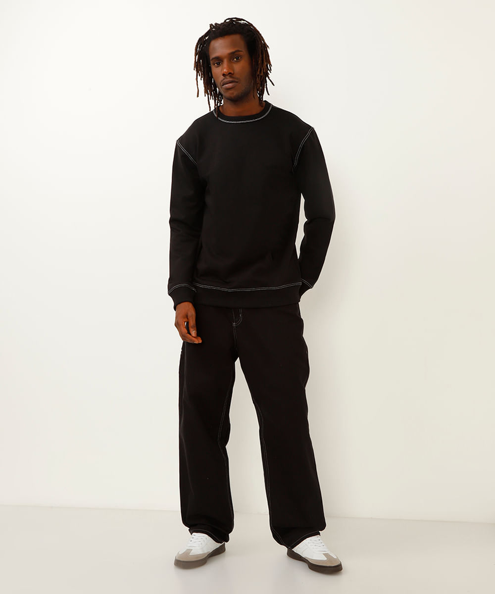 blusão de moletom lifestyle preto