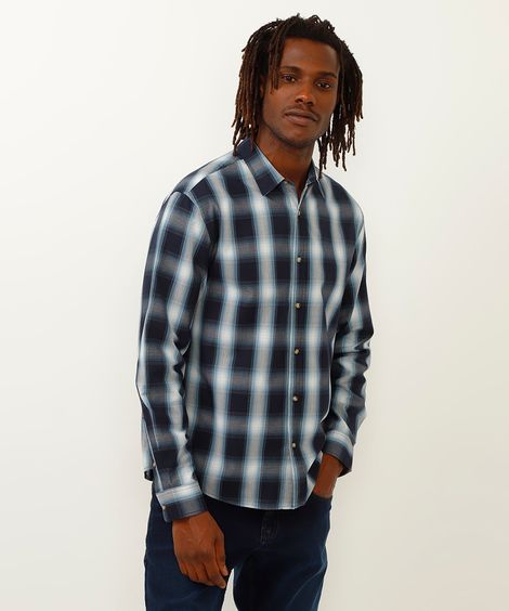 camisa comfort xadrez azul