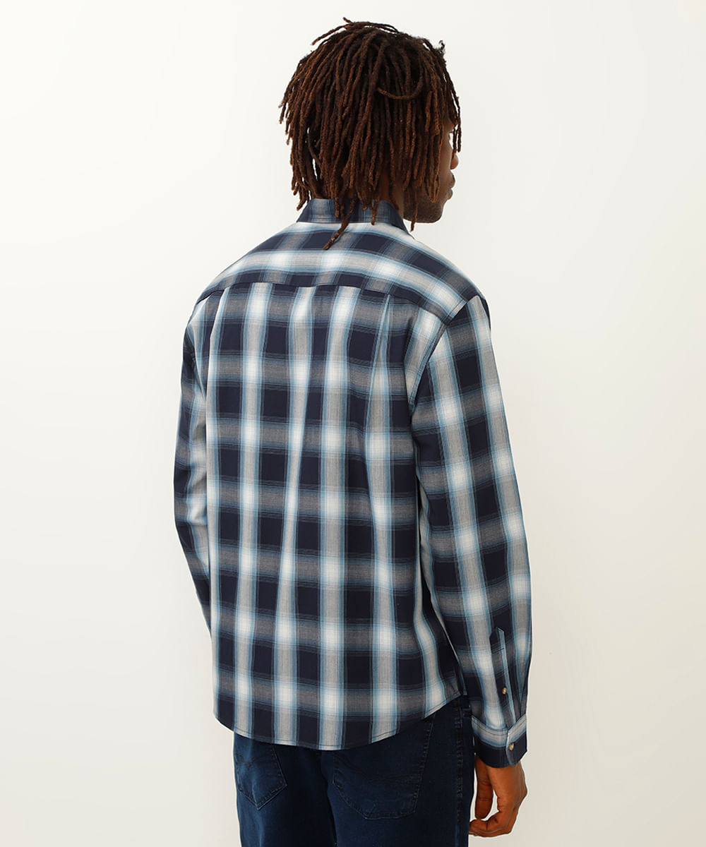 camisa comfort xadrez azul