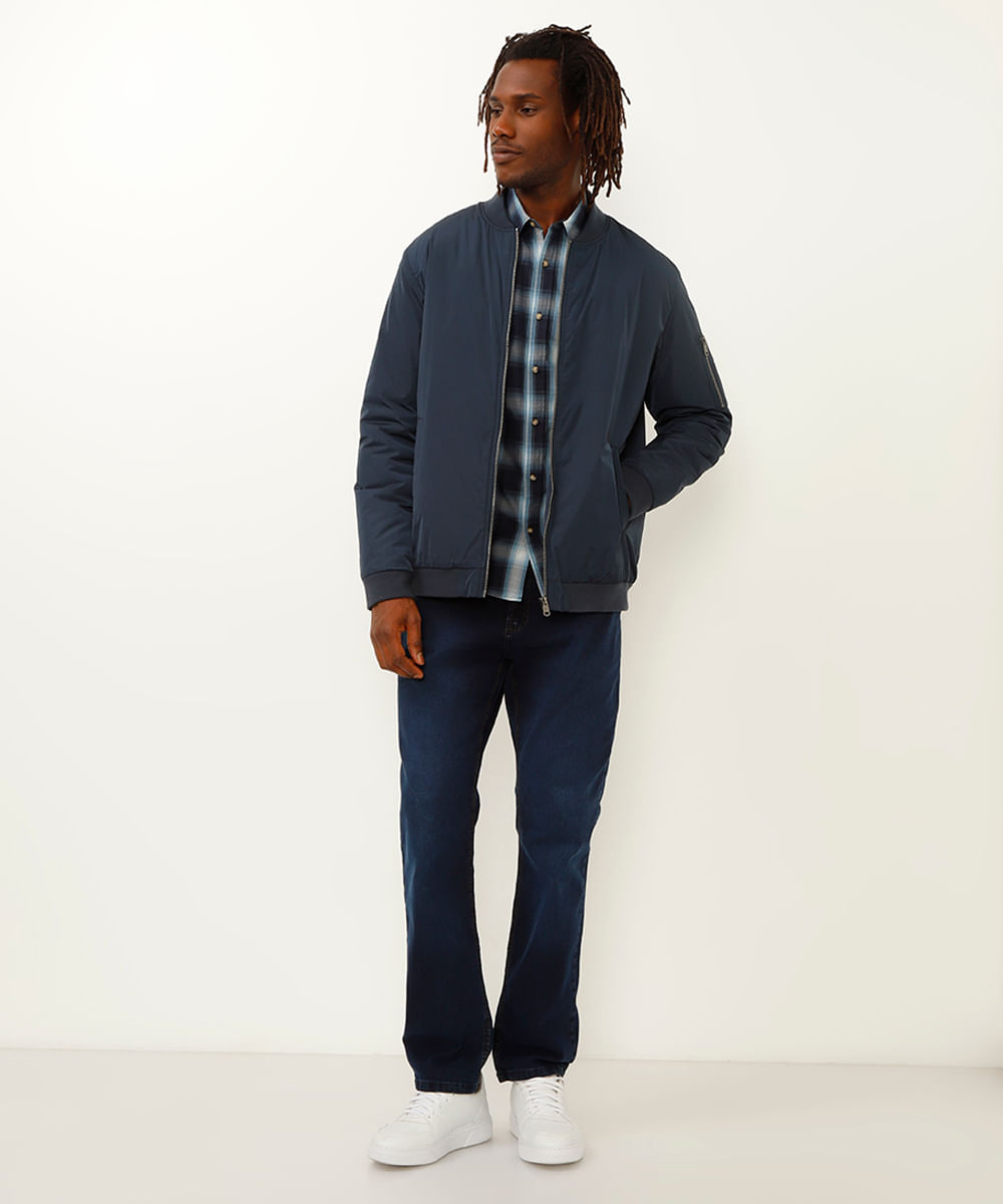 camisa comfort xadrez azul