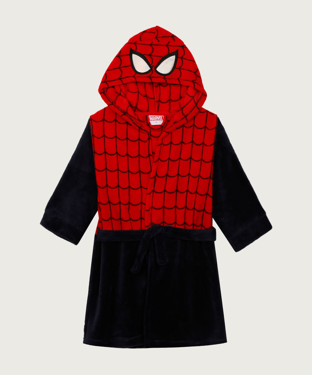 roupão de pelúcia infantil homem aranha azul marinho
