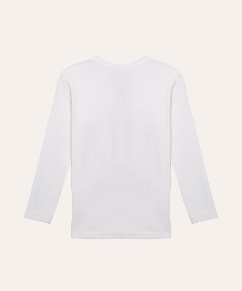 blusa infantil de algodão manga longa one piece off white