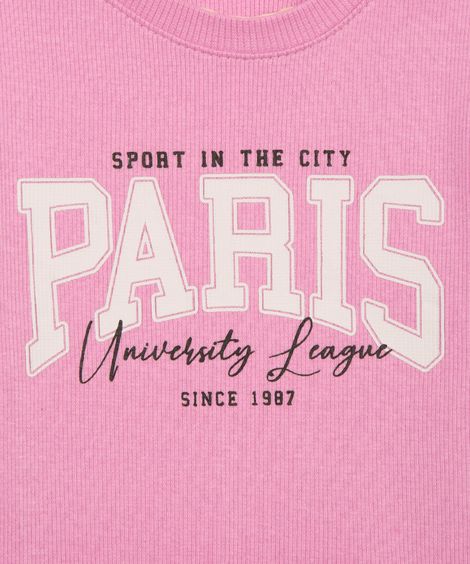 blusa de algodão infantil manga curta paris rosa