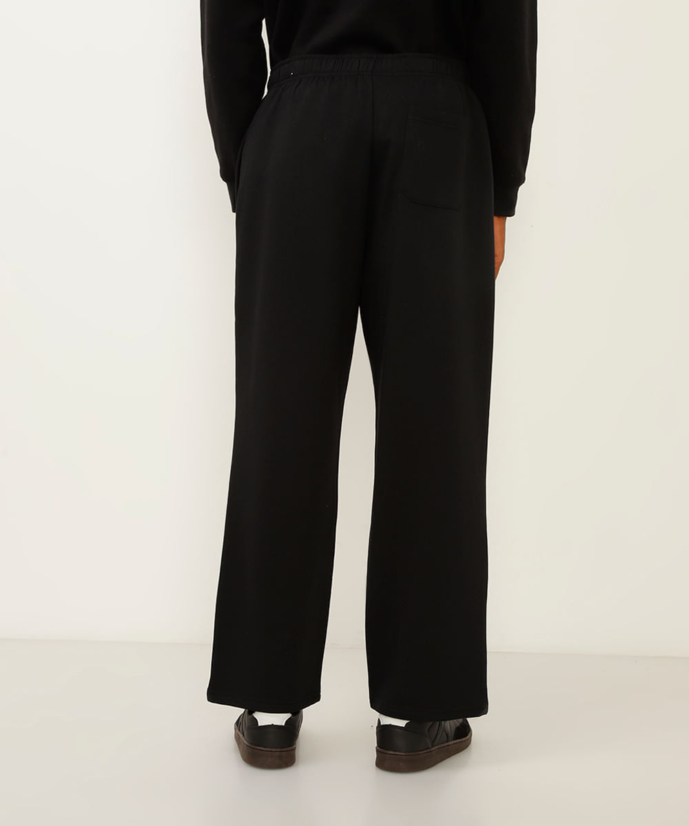 calça wide leg de moletom preto