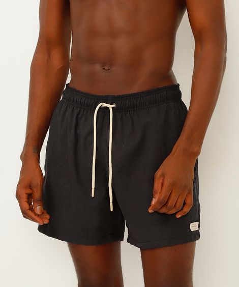 short cós elástico com cordão bege - preto
