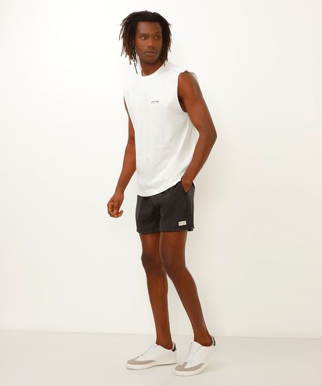 short cós elástico com cordão bege - preto