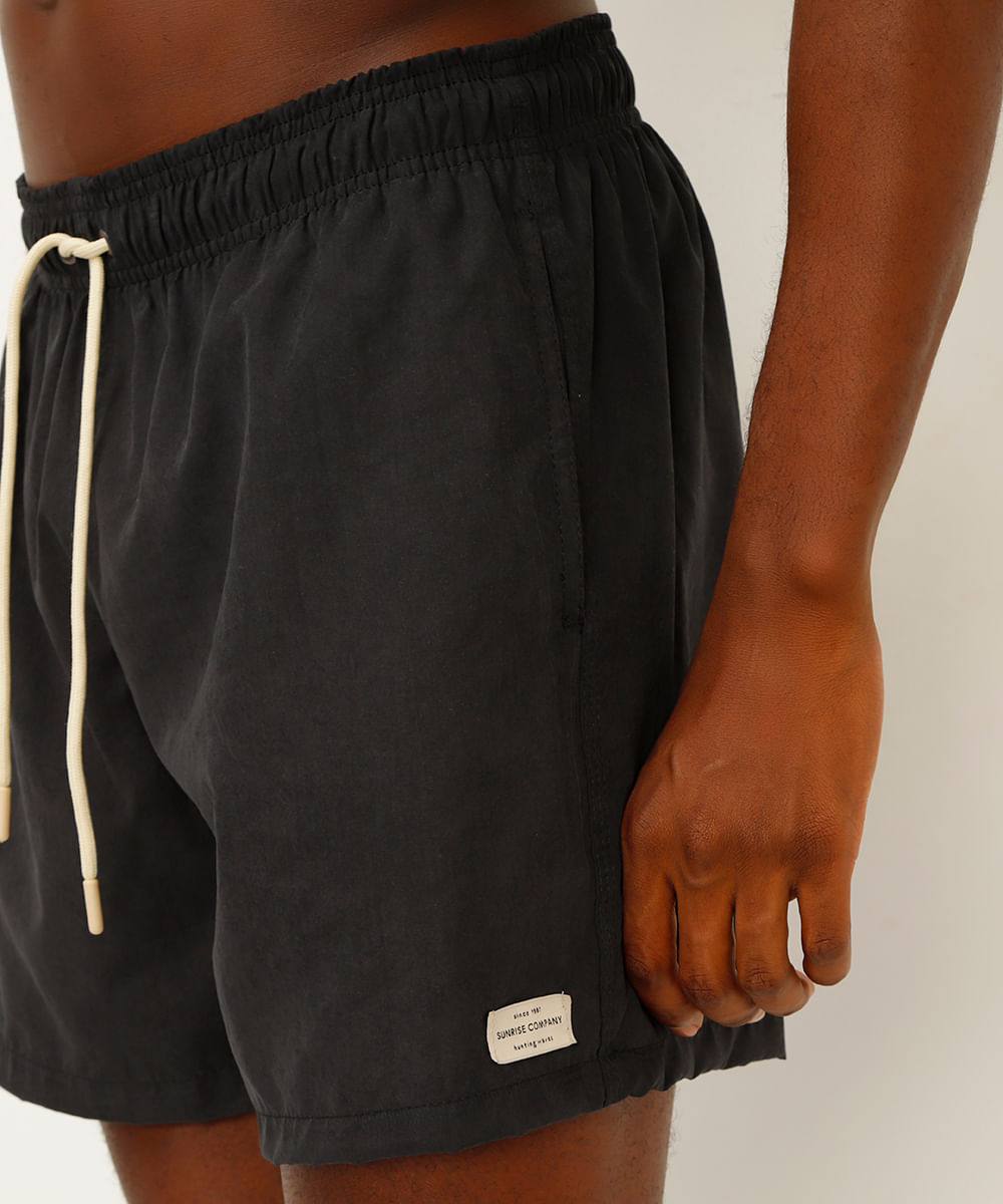 short cós elástico com cordão bege - preto