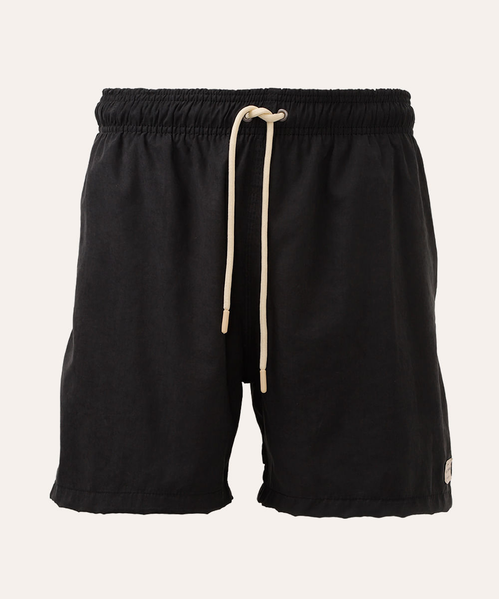 short cós elástico com cordão bege - preto