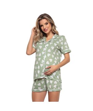 Pijama Americano Gestante e Pós-parto Corações Luna Cuore