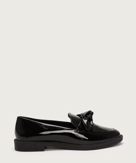 mocassim verniz com laço via uno preto