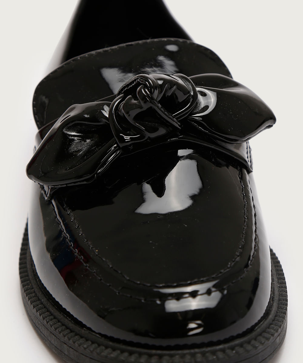 mocassim verniz com laço via uno preto