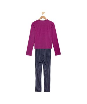 Pijama Longo Juvenil Menina Coleção Romance Luna Cuore Magenta