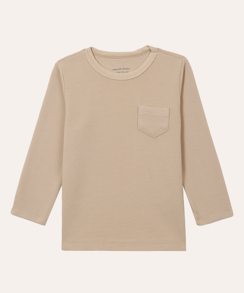 camiseta de algodão infantil com textura bege