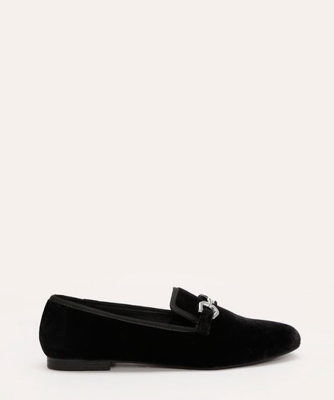 mocassim de veludo com bridão via uno preto
