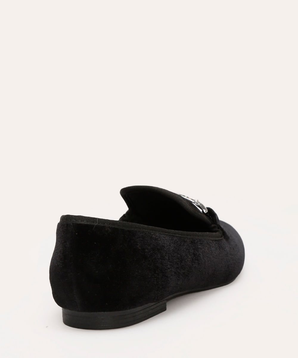 mocassim de veludo com bridão via uno preto